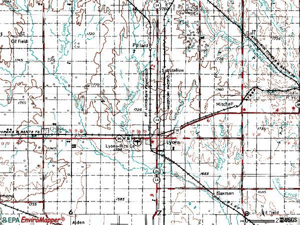 Zip code 67554 topographic map