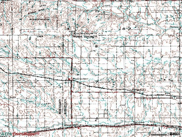 Zip code 67556 topographic map