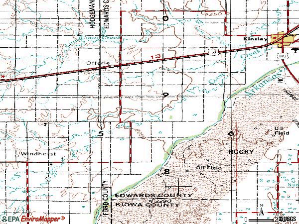 Zip code 67563 topographic map