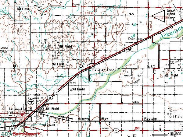 Zip code 67567 topographic map