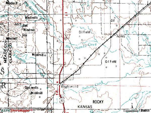 Zip code 67840 topographic map
