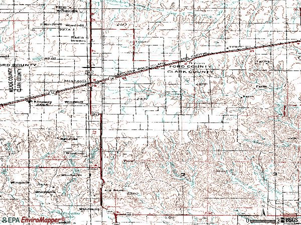 Zip code 67865 topographic map