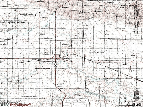 Zip code 67880 topographic map