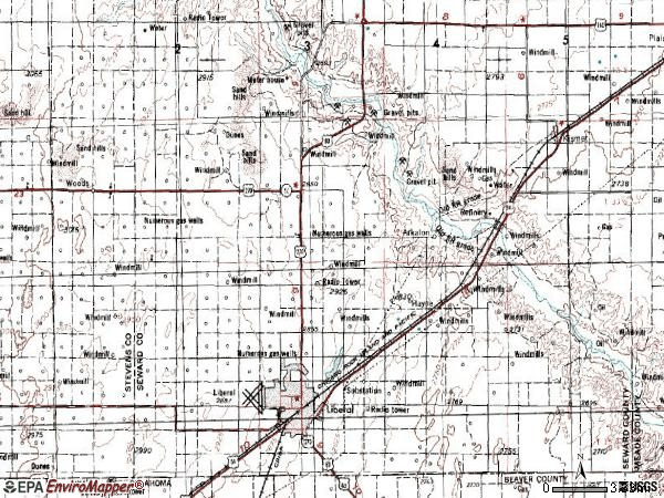 Zip code 67901 topographic map