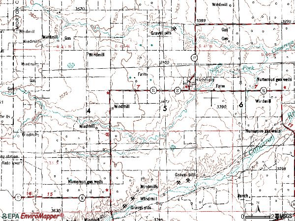 Zip code 67953 topographic map