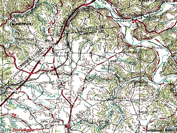 Zip code 40011 topographic map