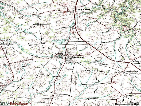 Zip code 40019 topographic map