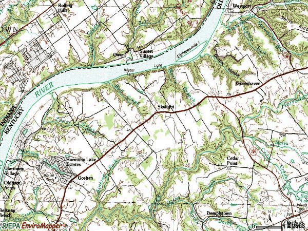 Zip code 40026 topographic map