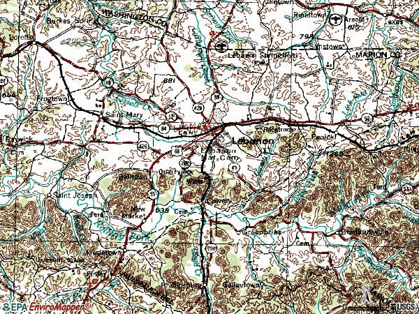Zip code 40033 topographic map