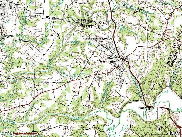 Zip code 40047 topographic map
