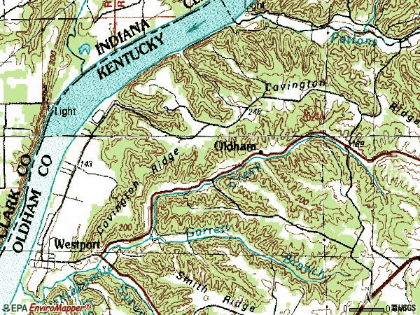 Zip code 40077 topographic map