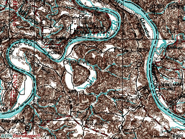 Zip code 40104 topographic map