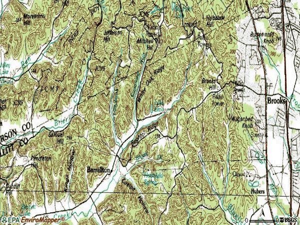Zip code 40109 topographic map