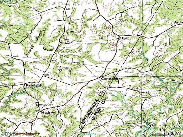 Zip code 40140 topographic map