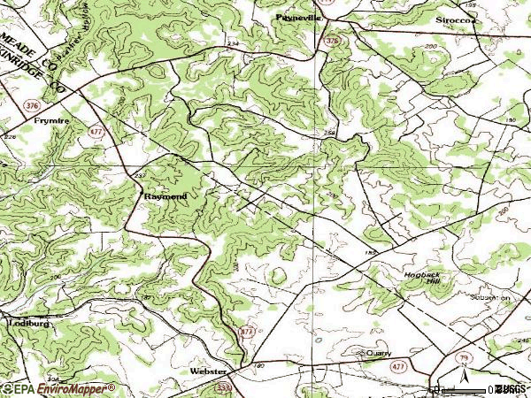 Zip code 40176 topographic map