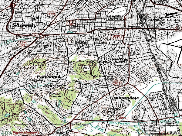 Zip code 40214 topographic map
