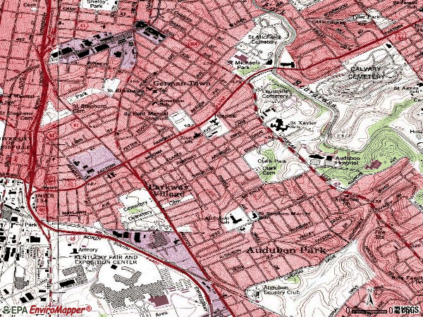 Zip code 40217 topographic map