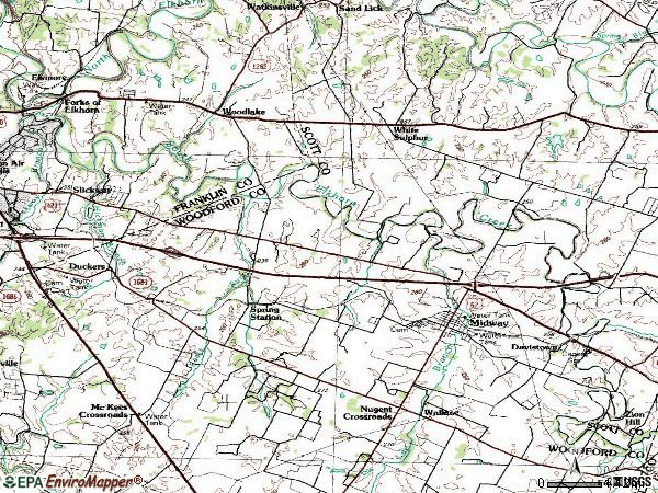 Zip code 40347 topographic map