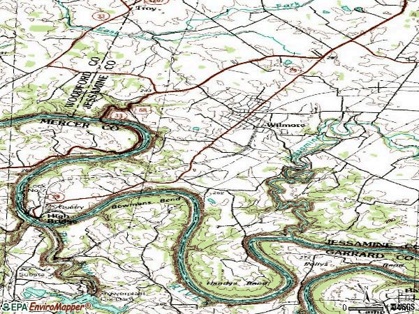 Zip code 40390 topographic map