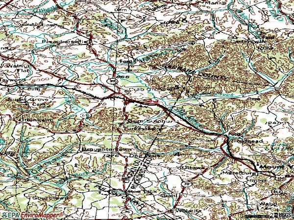 Zip code 40419 topographic map