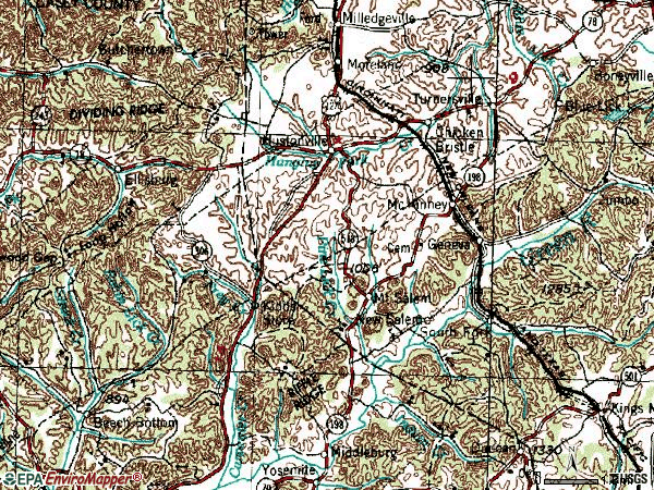 Zip code 40437 topographic map