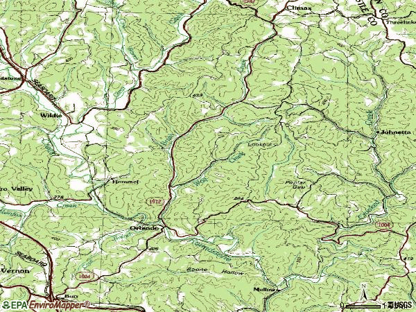 Zip code 40460 topographic map