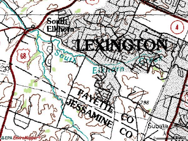 Zip code 40514 topographic map