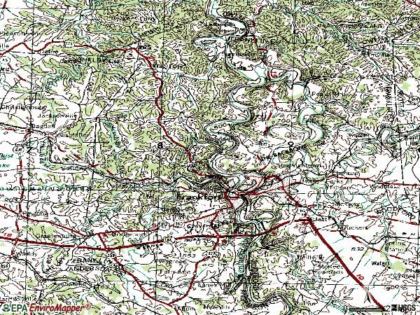 Zip code 40601 topographic map