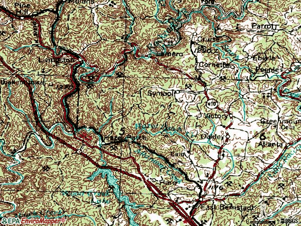 Zip code 40729 topographic map