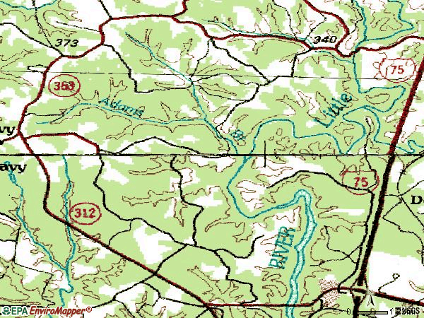 Zip code 40734 topographic map