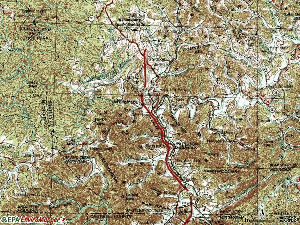Zip code 40769 topographic map
