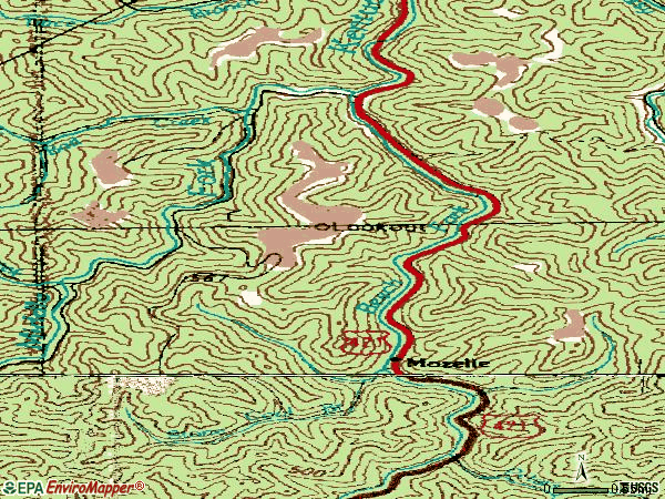 Zip code 40855 topographic map