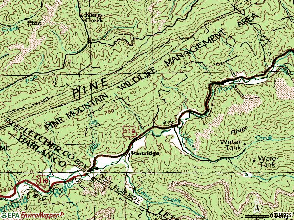 Zip code 40862 topographic map