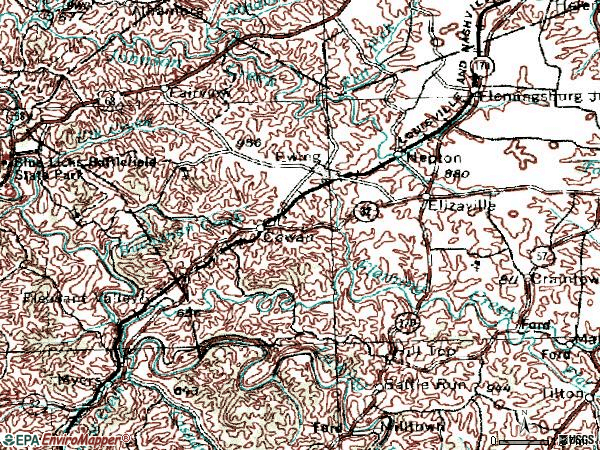 Zip code 41039 topographic map