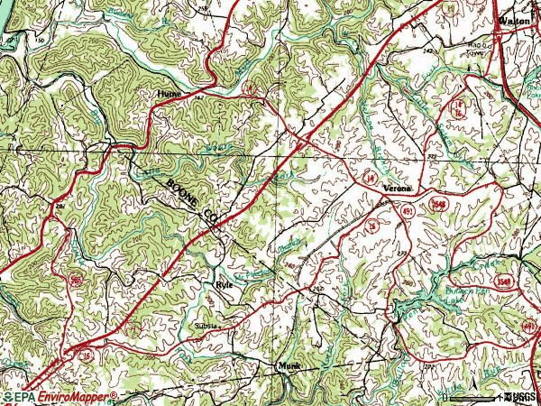Zip code 41092 topographic map