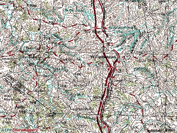 Zip code 41097 topographic map