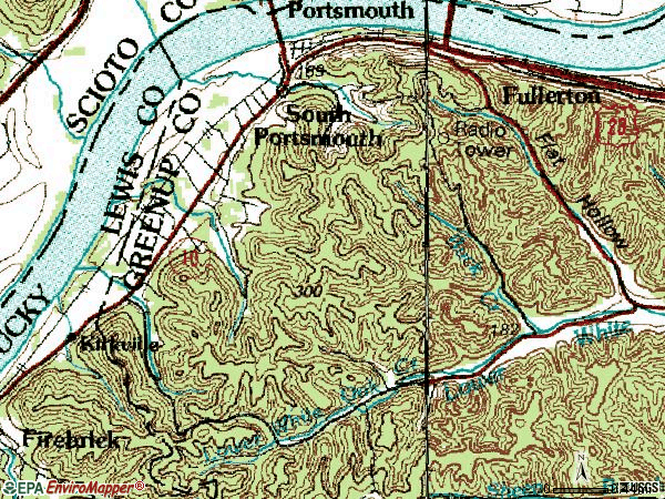 Zip code 41174 topographic map