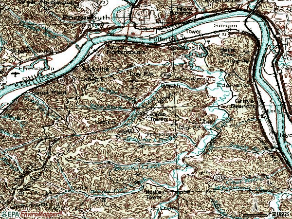 Zip code 41175 topographic map