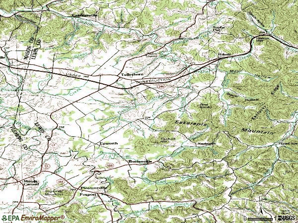 Zip code 41189 topographic map