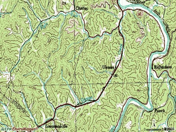 Zip code 41264 topographic map
