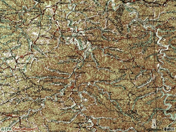 Zip code 41314 topographic map