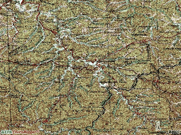 Zip code 41465 topographic map