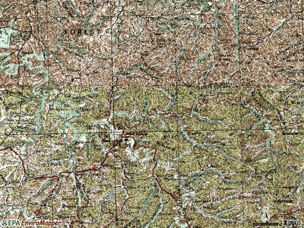 Zip code 41472 topographic map
