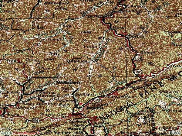 Zip code 41537 topographic map