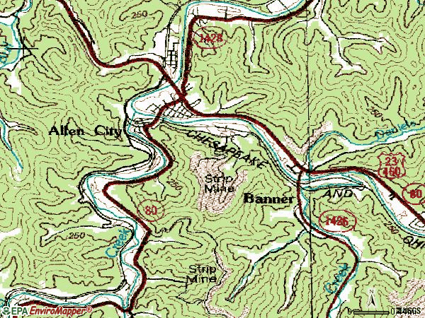 Zip code 41601 topographic map