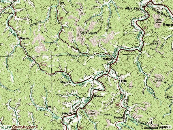 Zip code 41649 topographic map