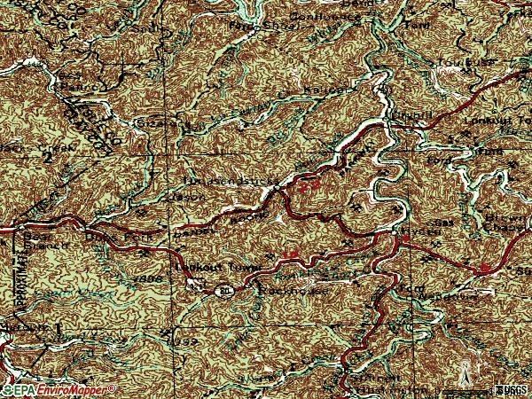 Zip code 41749 topographic map