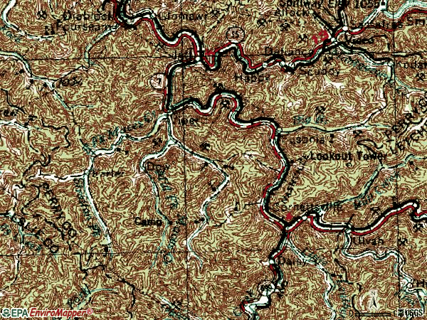 Zip code 41774 topographic map