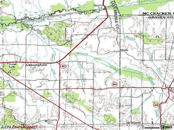 Zip code 42035 topographic map