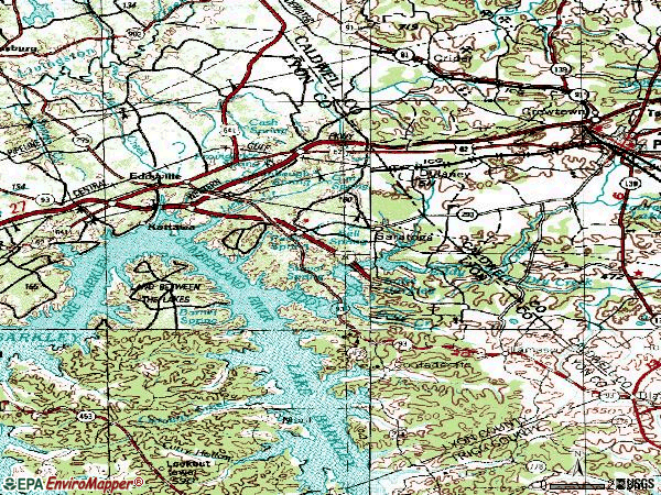 Zip code 42038 topographic map